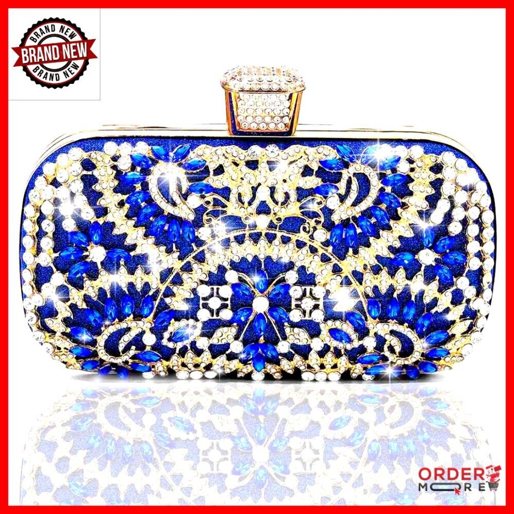 Rhinestone Evening Clutch with Chain Strap, 7.15x4.5 Inches, Wedding Prom